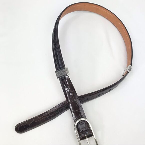 Brighton Accessories - Brighton Brown Leather Weave and Reptile Pattern Belt
